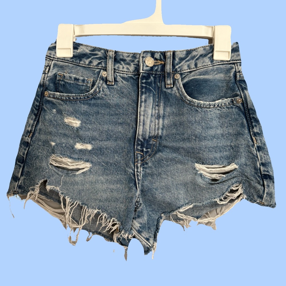Forever 21 Blue Jean Shorts Distressed High-Waisted